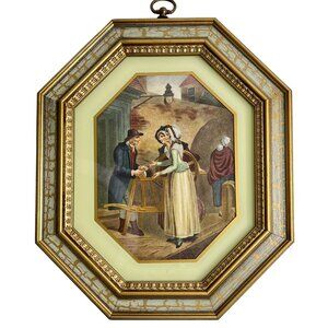 Vintage Turner Wall Accessory Cries Of London Art Print Octagonal Gold Frame